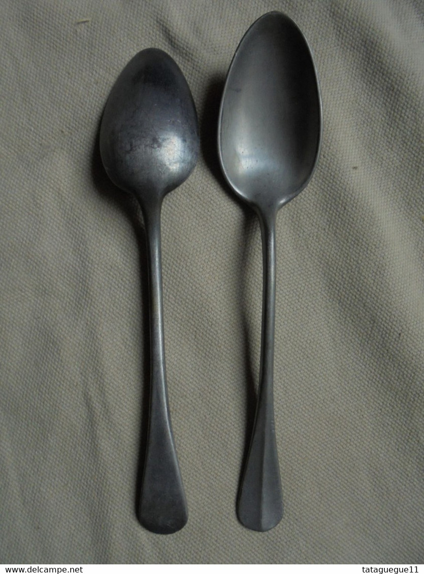 Ancien - 2 Cuillères à Café/déssert En Aluminium - Spoons