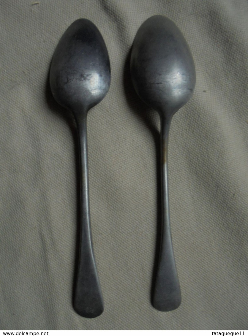 Ancien - 2 Cuillères à Café/déssert En Aluminium - Spoons