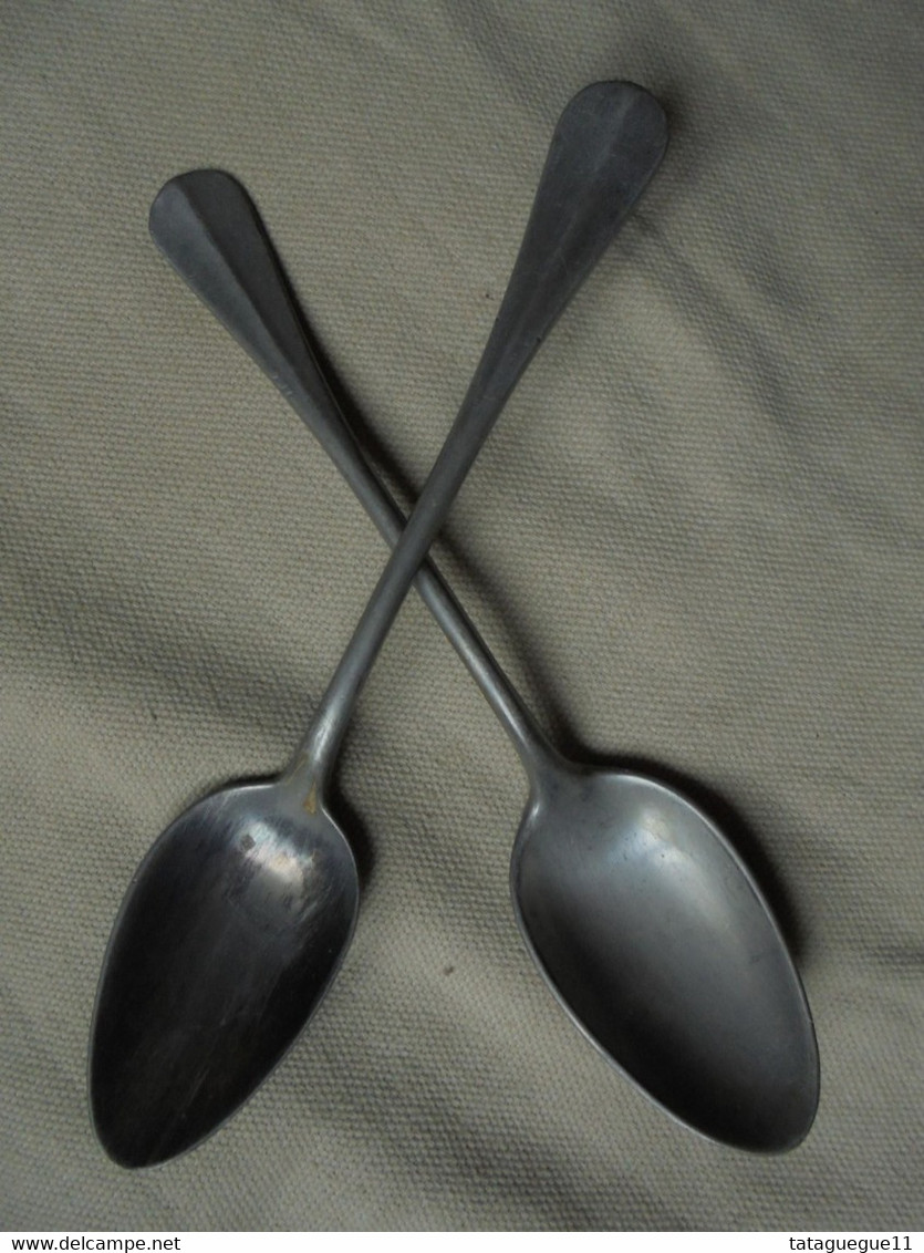 Ancien - 2 Cuillères à Café/déssert En Aluminium - Spoons