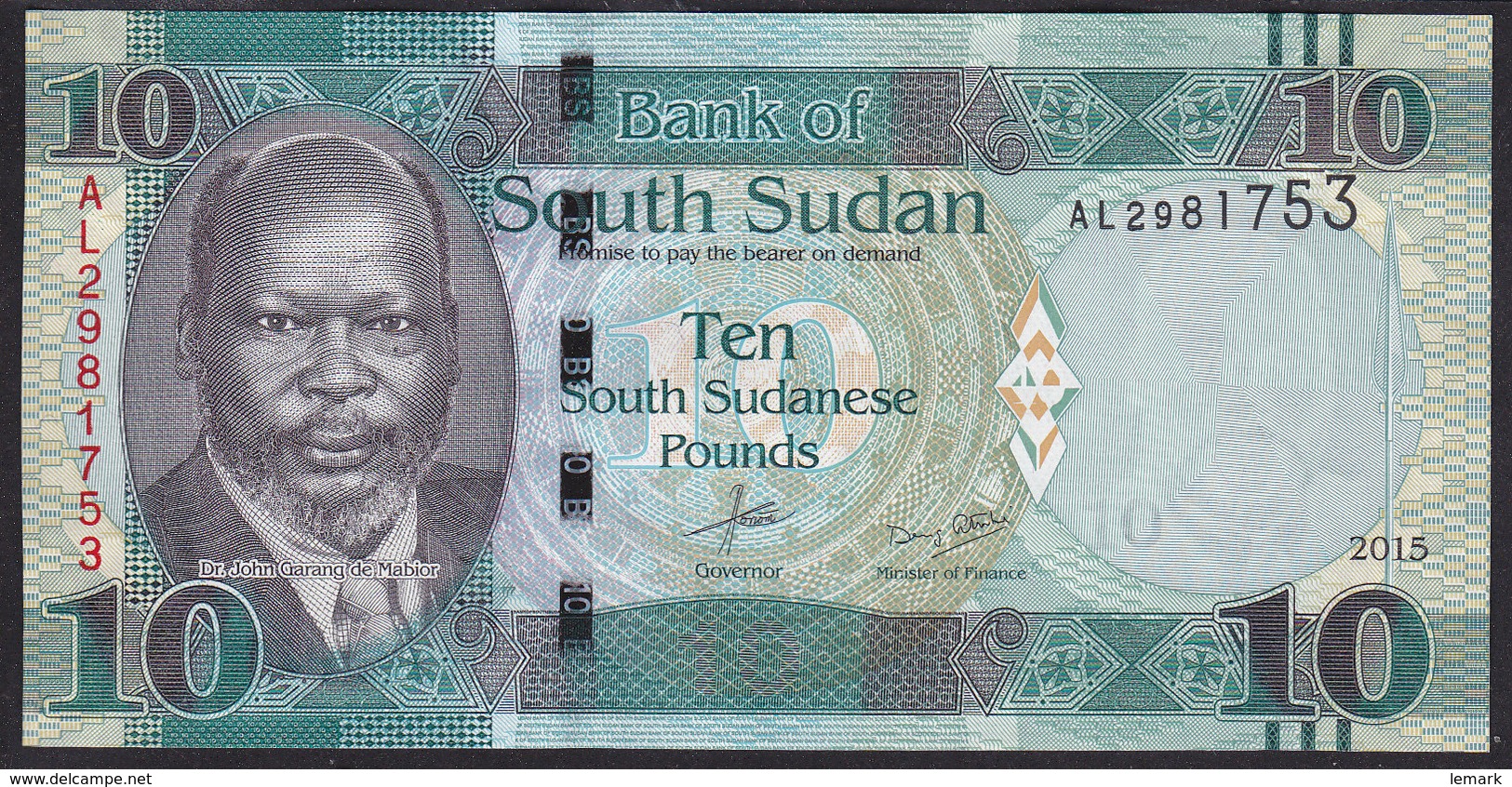 South Sudan 10 Pound 2015 Pnew UNC - Sudán Del Sur