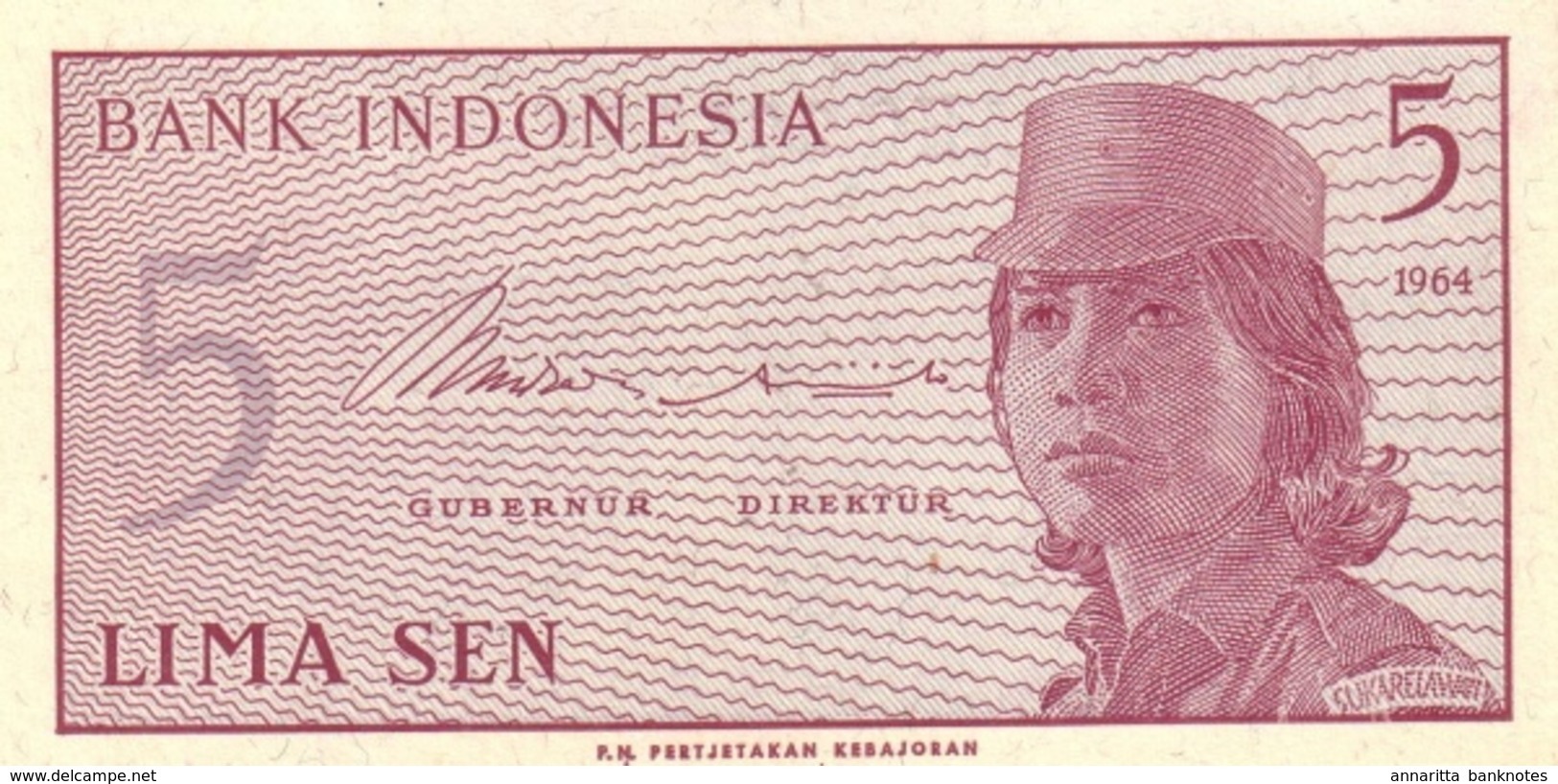 INDONESIA 5 SEN 1964 P-91 UNC  [ID544a] - Indonesien