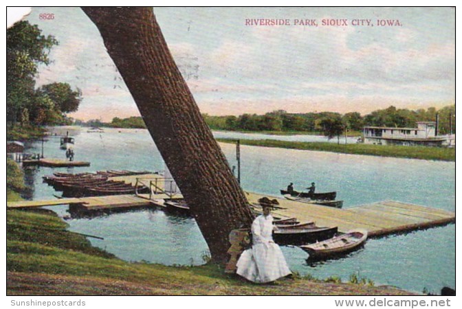 Iowa Sioux City Scene In Riverside Park 1919 - Sioux City