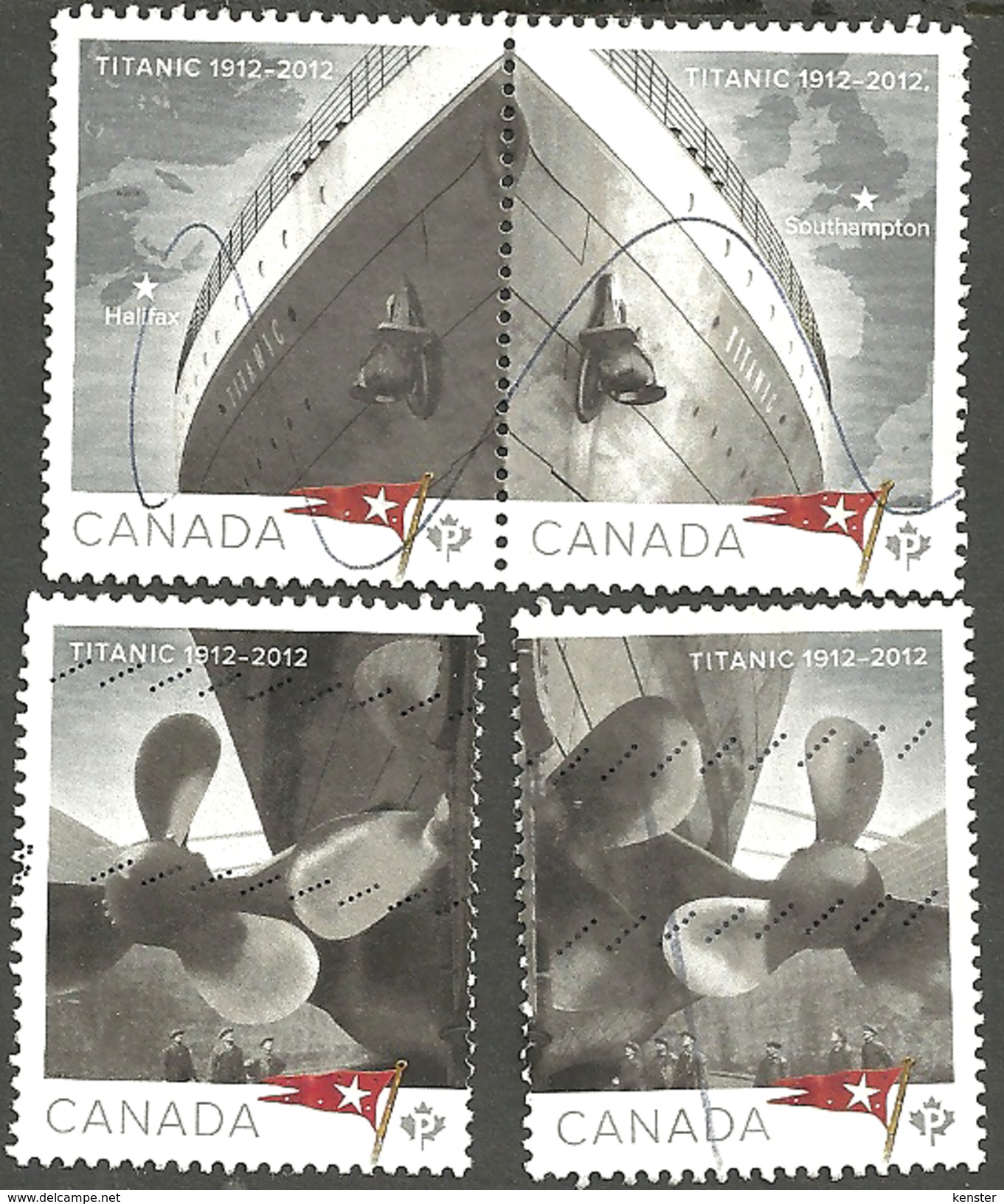 Sc. # 2531-34 Titanic 1912-2012  Set With Se.-Ten. Pair, Perf.13 Used 2012 K484 - Used Stamps