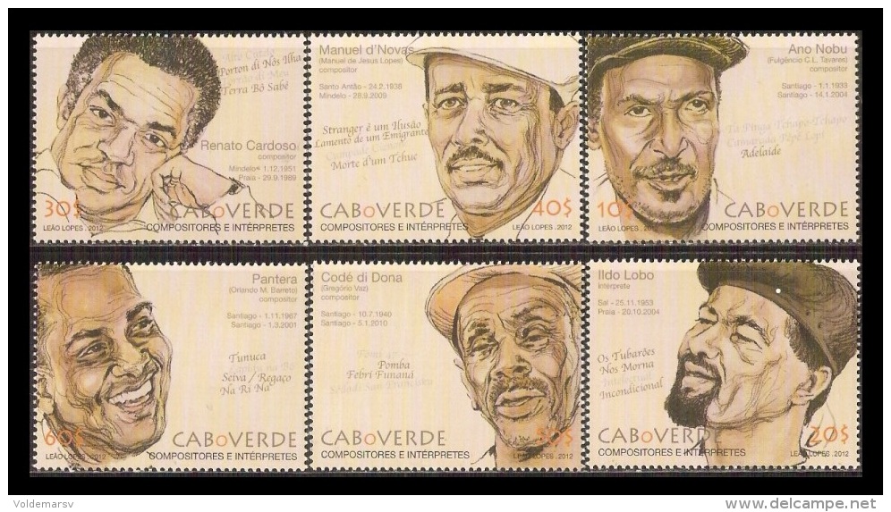 Cape Verde 2012 Mih. 996/1001 Music. Composers MNH ** - Islas De Cabo Verde