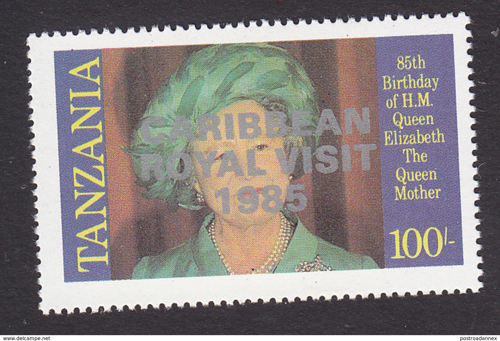 Tanzania, Scott #297, Mint Hinged, Queen Elizabeth II Overprinted, Issued 1986 - Tanzania (1964-...)