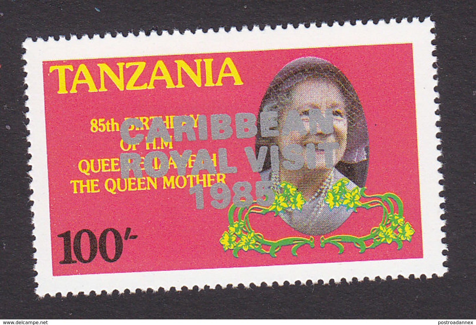 Tanzania, Scott #298, Mint Hinged, Queen Elizabeth II Overprinted, Issued 1986 - Tanzania (1964-...)