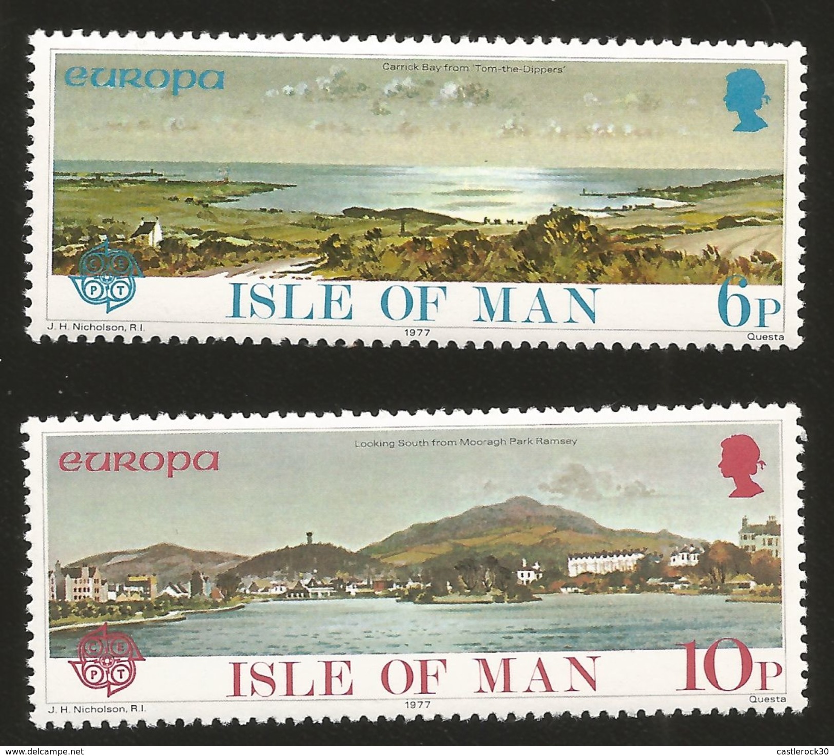 J) 1977 ISLE OF MAN, EUROPA CEPT, LANDSCAPE, SET OF 2, MNH - Man (Insel)