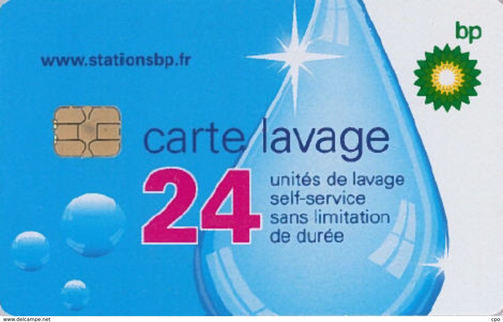 # Carte A Puce Portemonnaie  Lavage BP - Goutte - 24u Puce2? - Tres Bon Etat - - Autowäsche