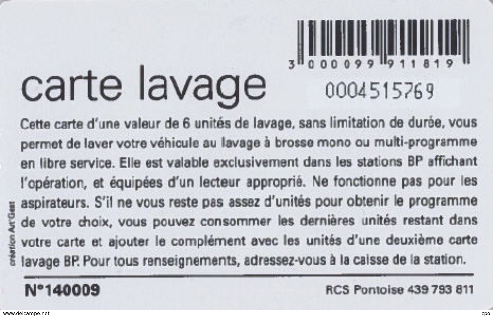 # Carte A Puce Portemonnaie  Lavage BP - Fleur - Violet - 6u - Puce2? - Offerte Gratté + 2u Marqueur - Tres Bon Etat - - Lavage Auto