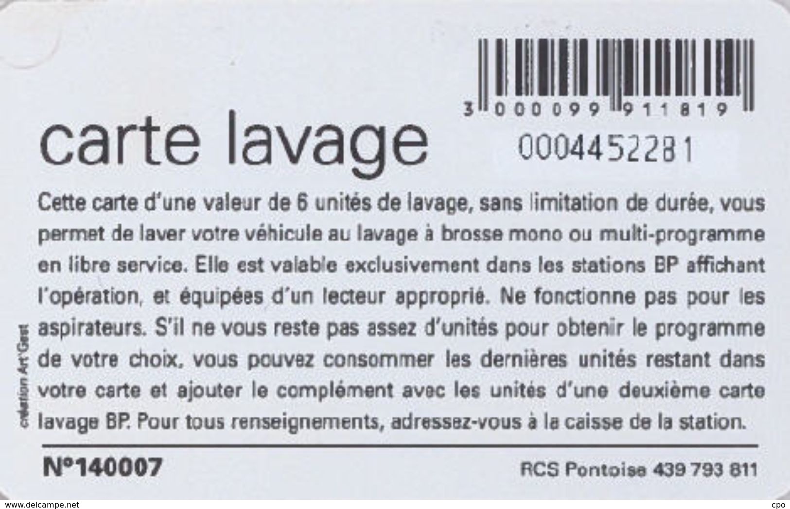 # Carte A Puce Portemonnaie  Lavage BP - Fleur - Vert - 6u - Puce1? - Offerte Gratté - Tres Bon Etat - - Car-wash