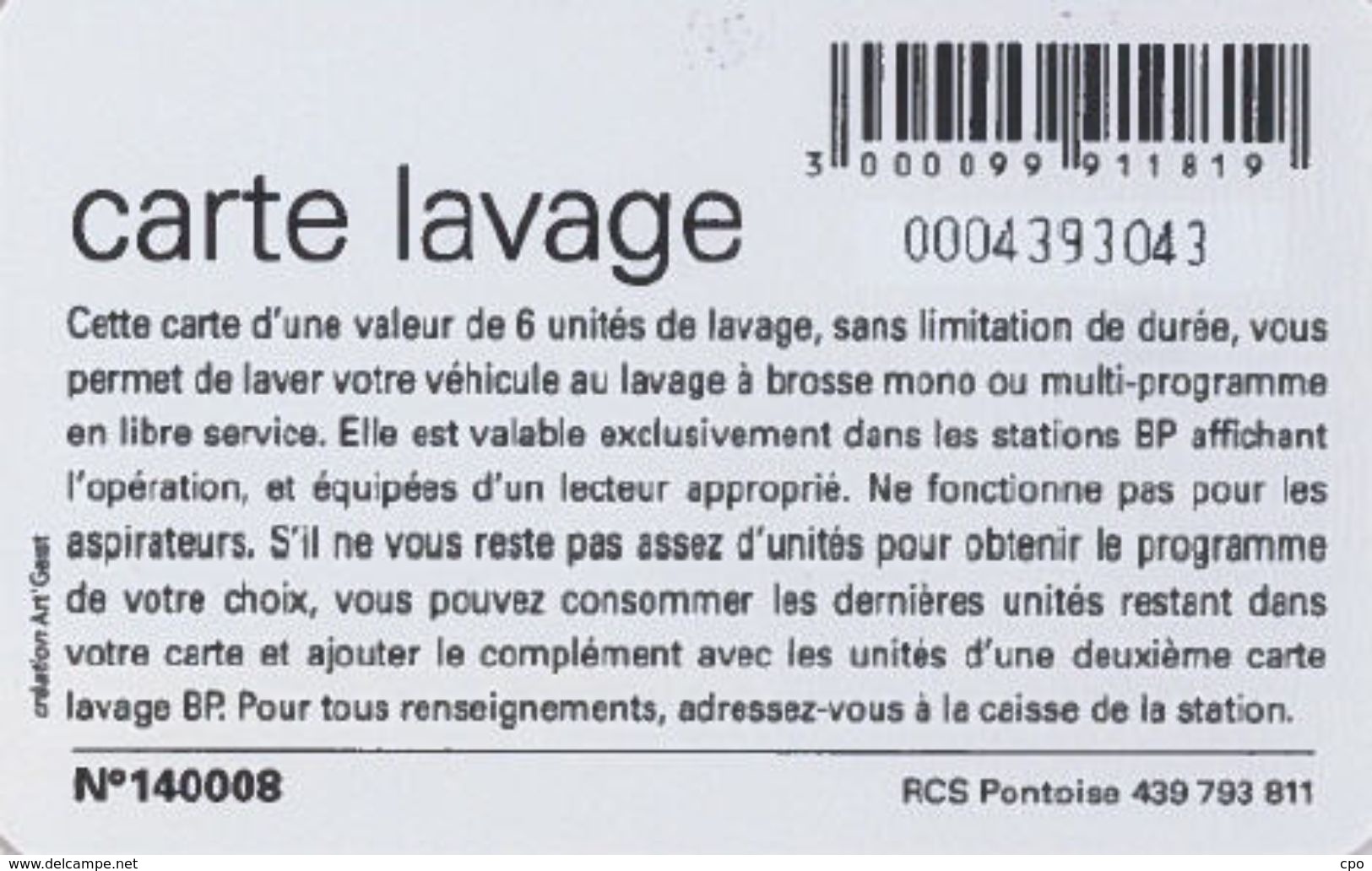 # Carte A Puce Portemonnaie  Lavage BP - Fleurs - Orange - 6u - Puce2? - Offerte Gratté + 4u Marqueur - Tres Bon Etat - - Car-wash