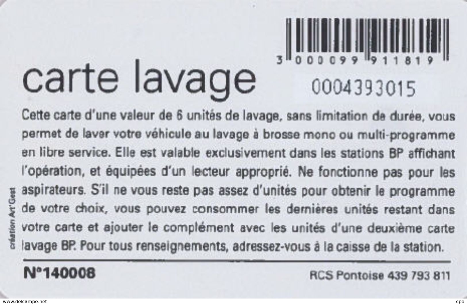 # Carte A Puce Portemonnaie  Lavage BP - Fleurs - Orange - 6u - Puce2? - Offerte Barré + 4u Marqueur - Tres Bon Etat - - Car-wash