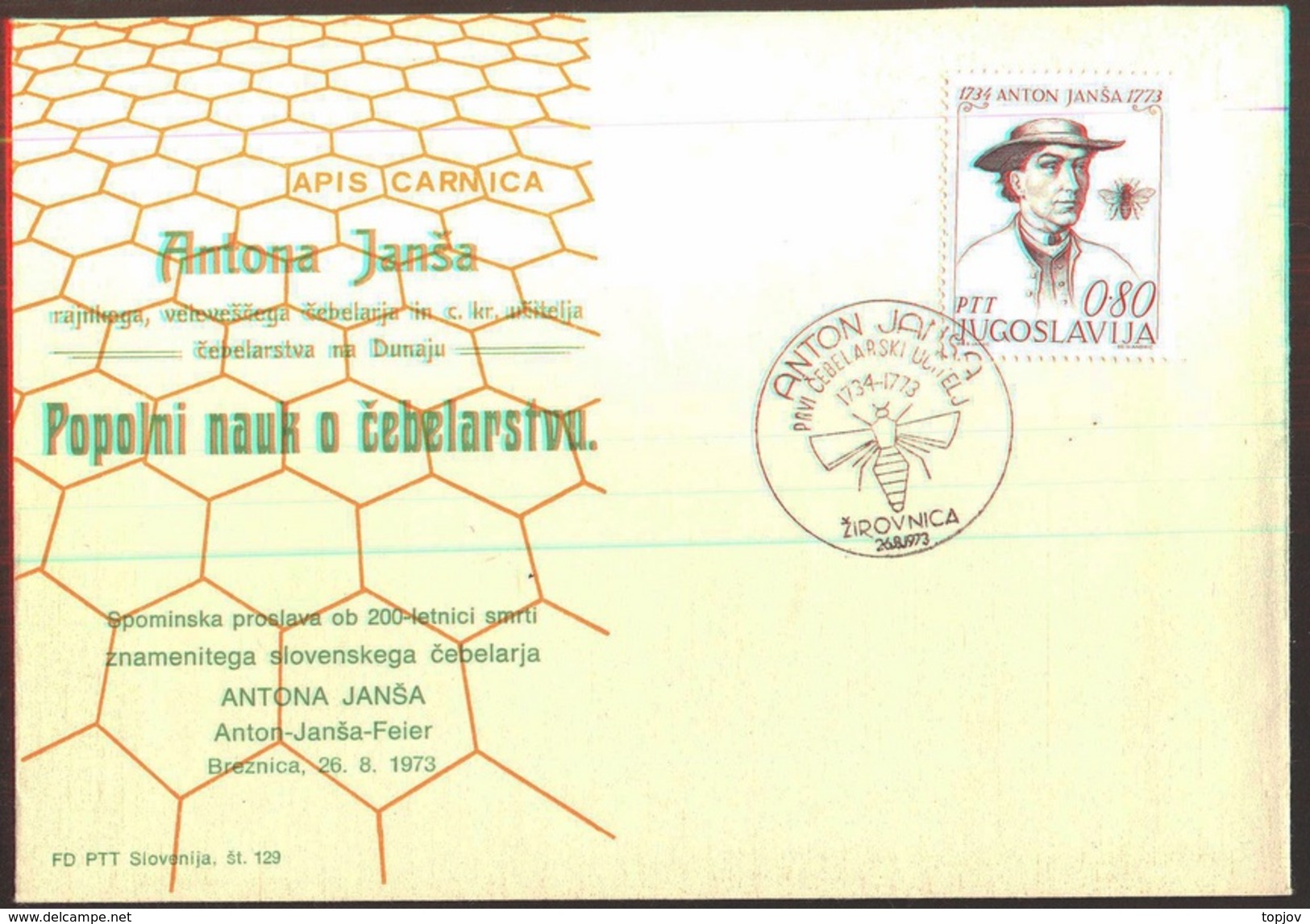 YUGOSLAVIA - JUGOSLAVIA - JANSA - Bees - Honey - ZIROVNICA - FDC - 1973 - FDC