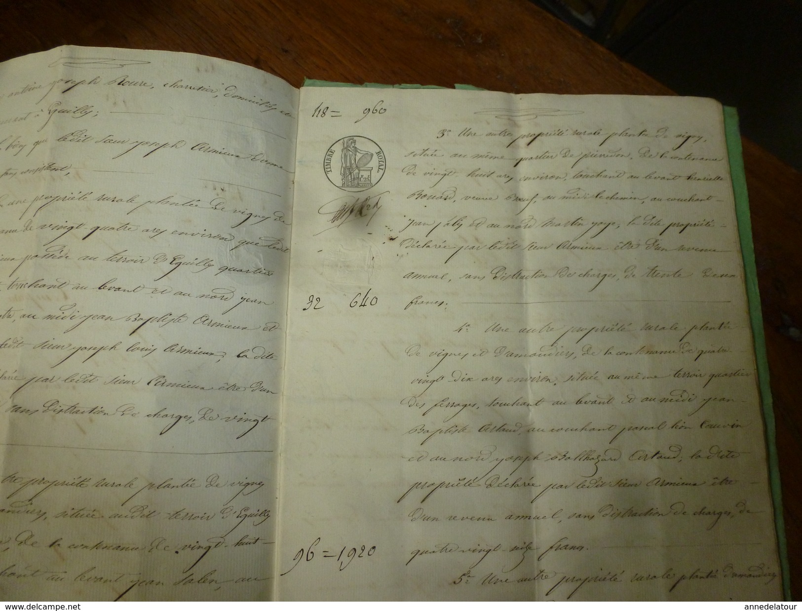 1844 Important ACTE Notarié  Par Joseph Armieux  DONATION ENTRE VIFS Sur Papier Filigrane Et Cachet Sec + Cachet Mouillé - Manuscrits