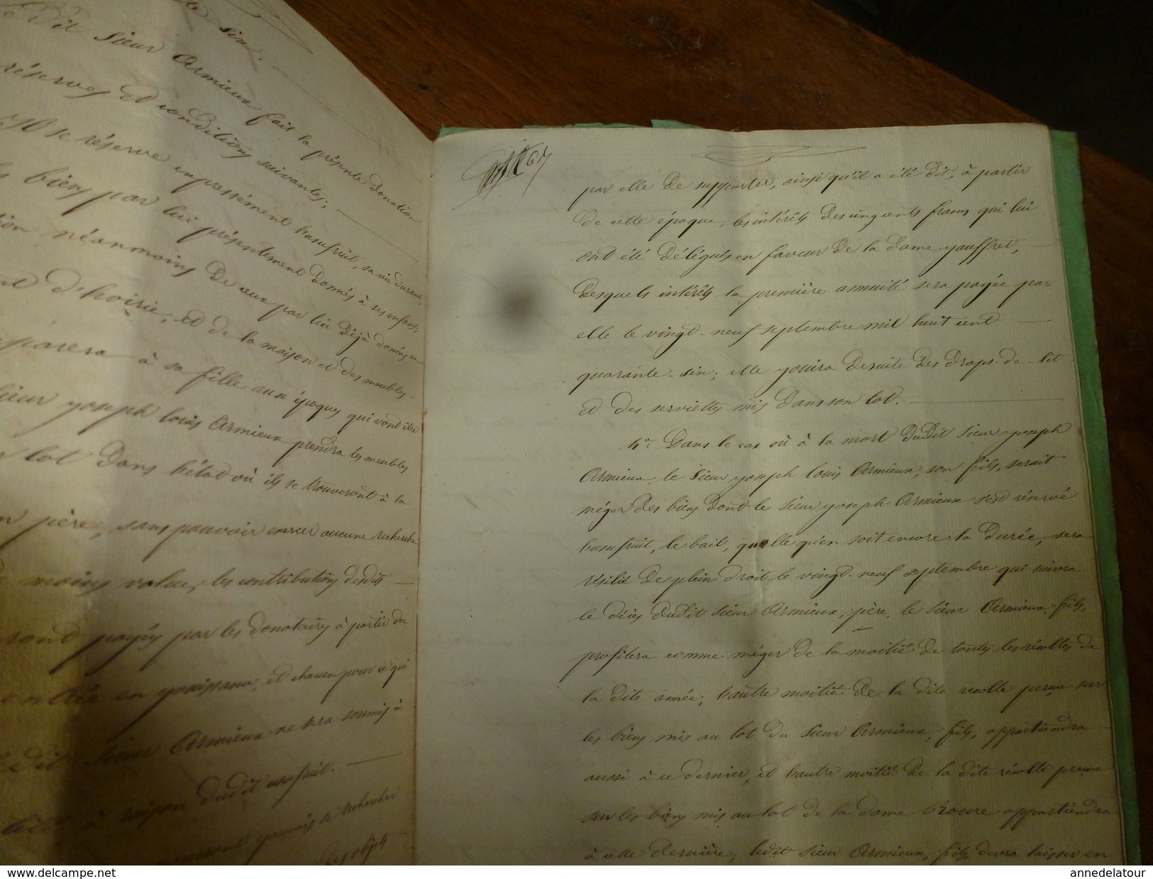 1844 Important ACTE notarié  par Joseph Armieux  DONATION ENTRE VIFS sur papier filigrane et cachet sec + cachet mouillé