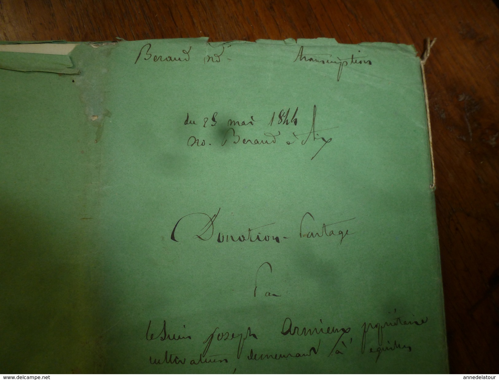 1844 Important ACTE notarié  par Joseph Armieux  DONATION ENTRE VIFS sur papier filigrane et cachet sec + cachet mouillé