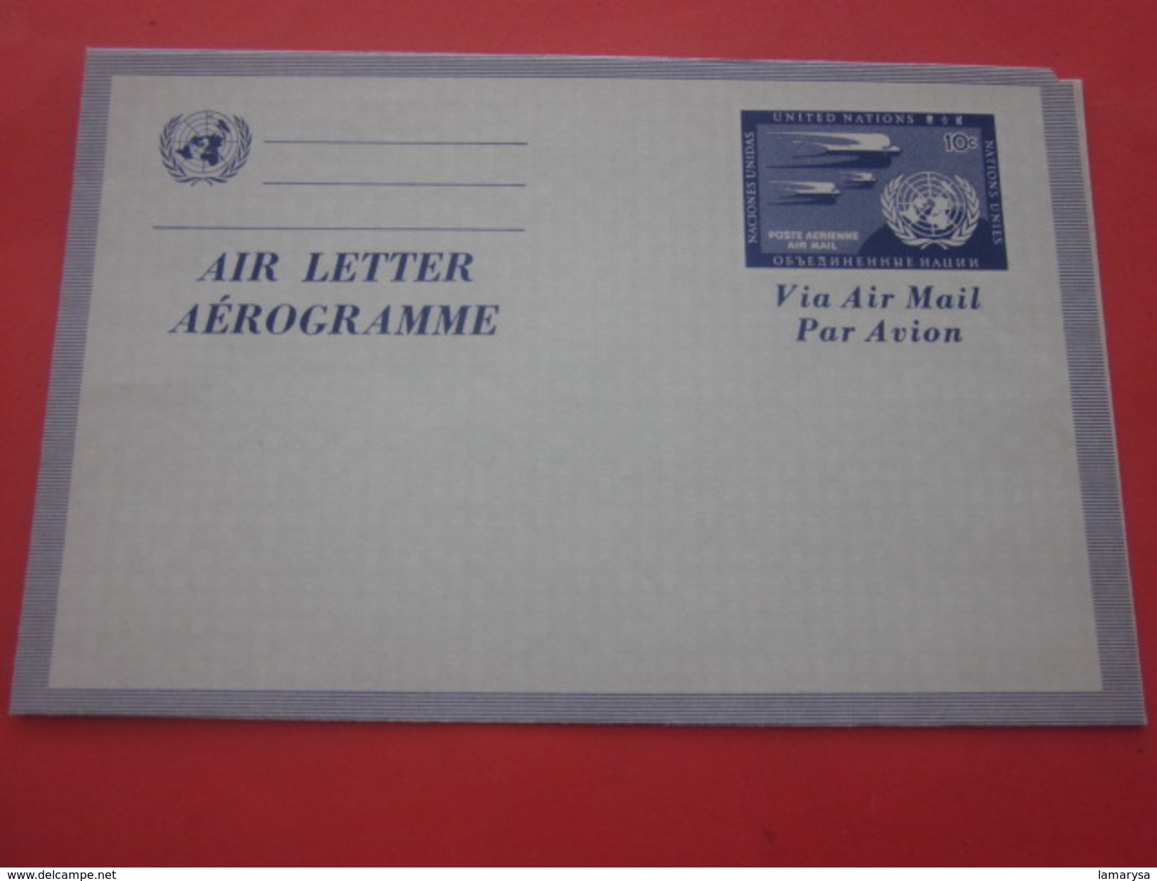 United Nations-Aérogramme-Amérique-Nations Unies-New-York-Siège ONU Lettre Entiers Postaux Avion-air Mail Poste Aérienne - Poste Aérienne