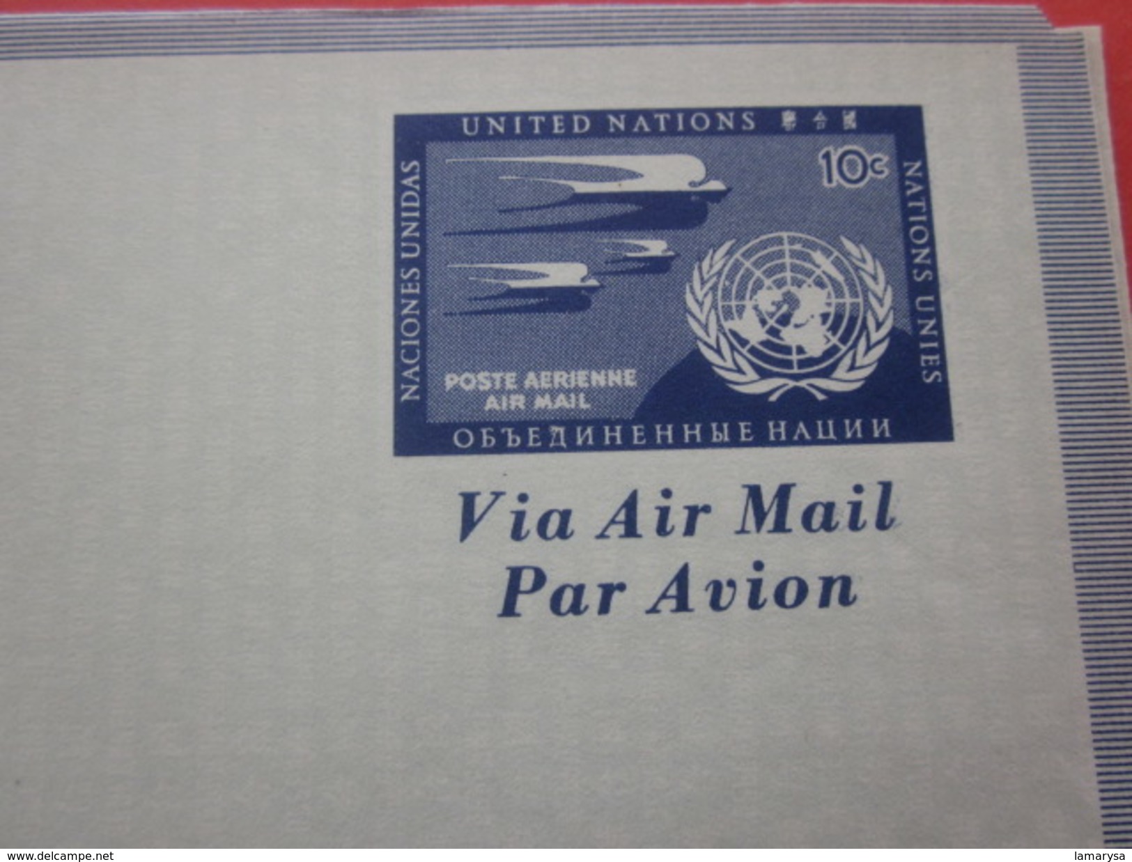 United Nations-Aérogramme-Amérique-Nations Unies-New-York-Siège ONU Lettre Entiers Postaux Avion-air Mail Poste Aérienne - Poste Aérienne