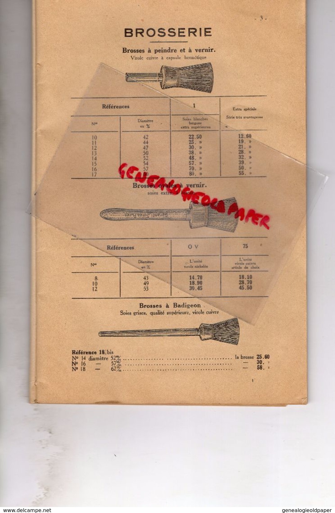 75- PARIS- CATALOGUE VVE POL REBSTOCK- 14 RUE LANCRY- BROSSES POUR PEINTRE PLATRIER COLLEUR -TARIF 1933-BROSSERIE- - Petits Métiers