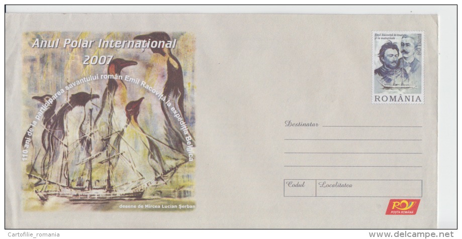 International Polar Year 2007 Romania Emil Racovita Unused Cover Jubilee - Internationales Polarjahr