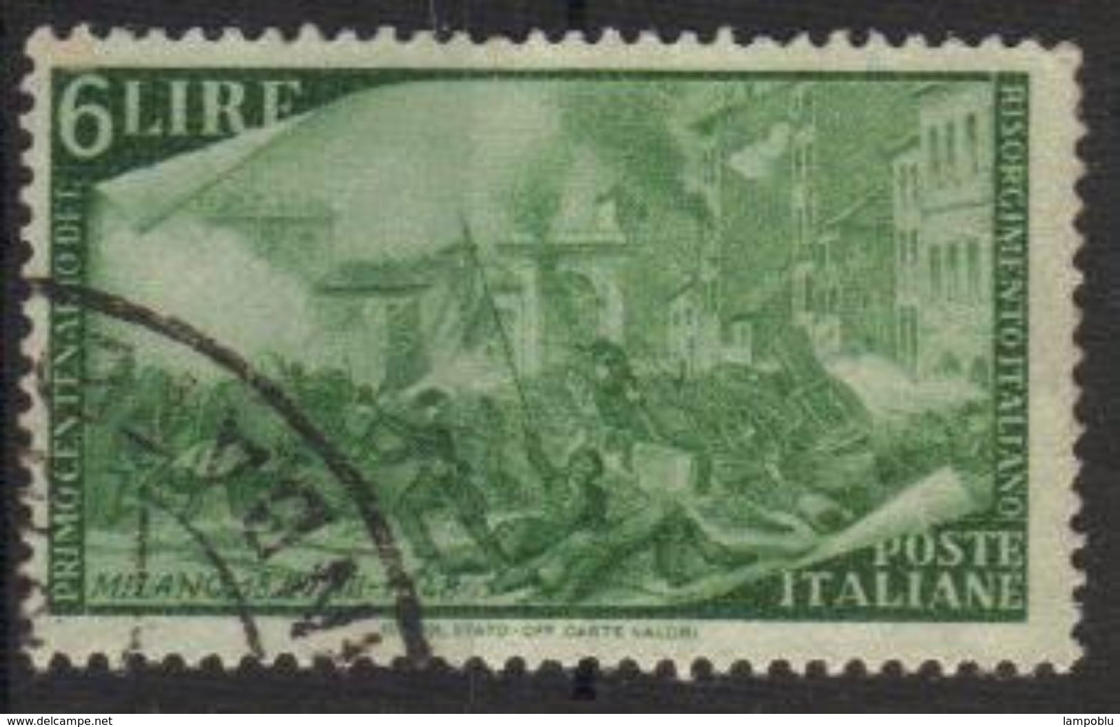 1948 - Rirorgimento - 6 Lire - Sassone 583 - 1946-60: Afgestempeld