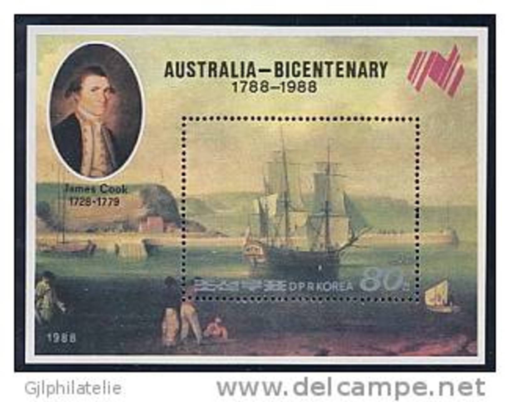 COREE NORD 2816 Bicentenaire De L'Australie - Explorers