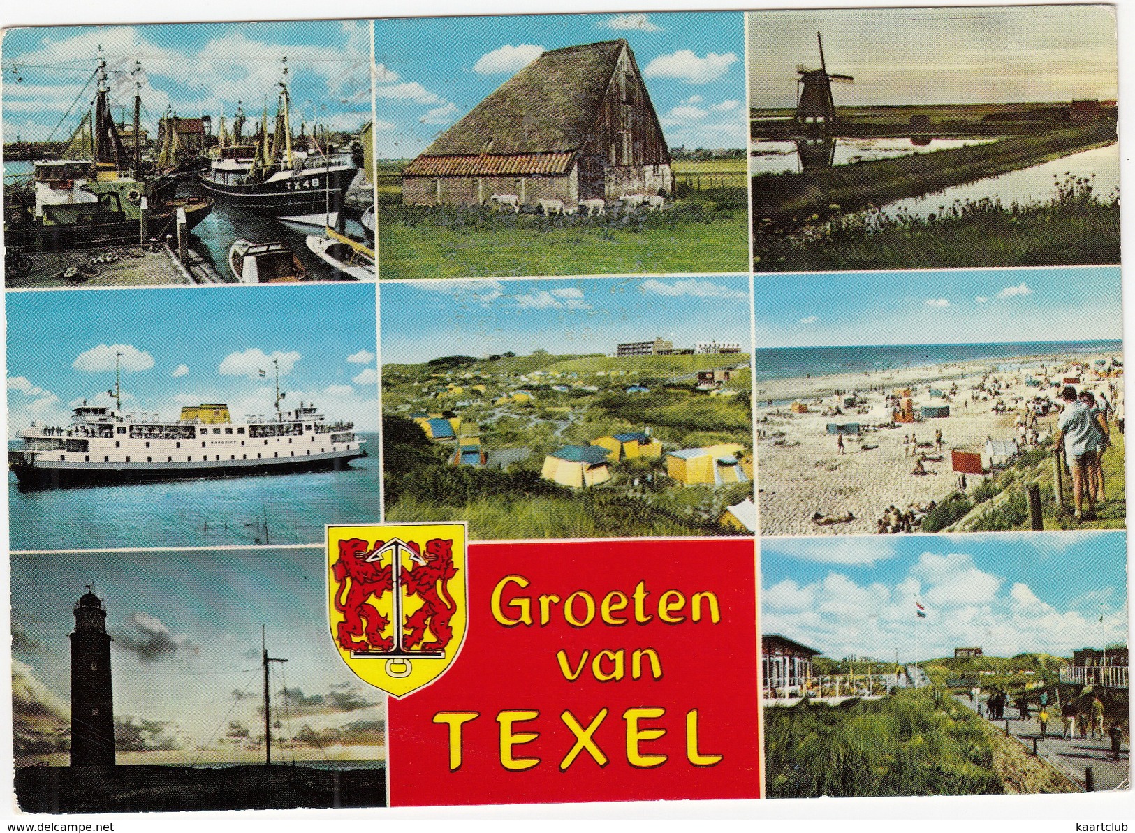 Groeten Van Texel - Multiview - Kotter TX 48, Veerboot, Molen, Vuurtoren  - (Nederland/Holland) - Texel