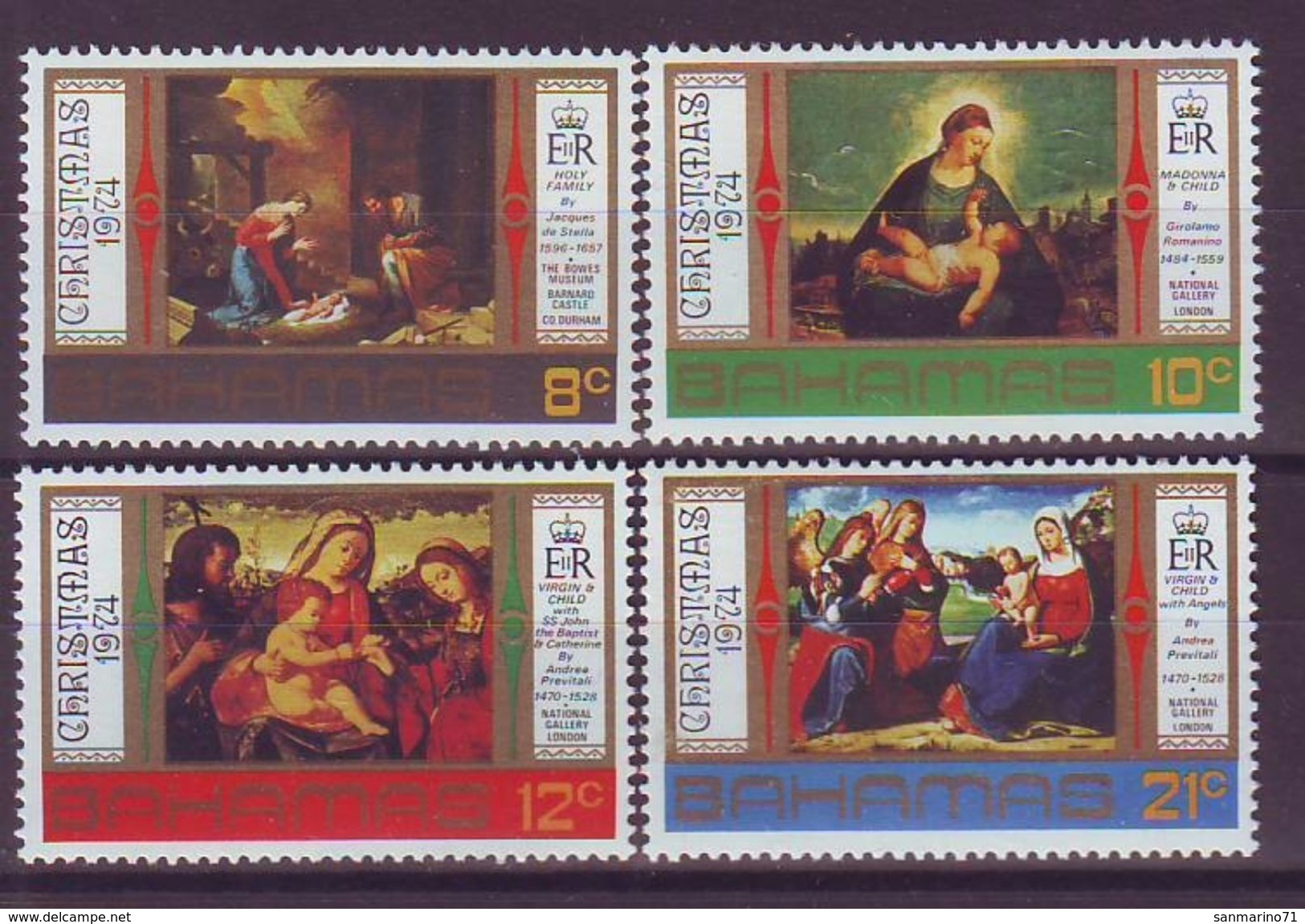 BAHAMAS 374-377,unused,Christmas 1974 - Bahamas (1973-...)