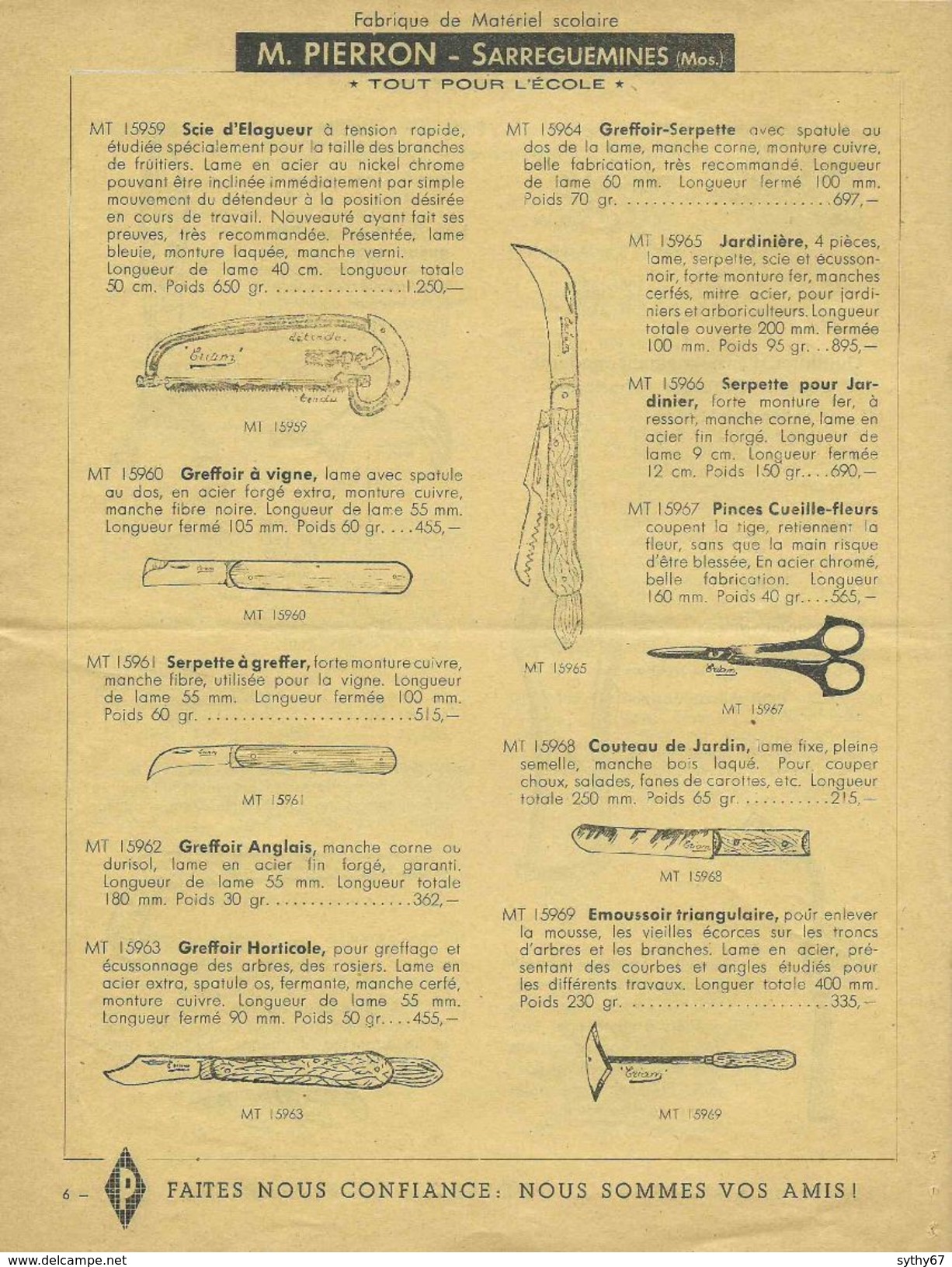 Catalogue Matériel Agricole Educatif  Outils Wolf M. PIERRON SARREGUEMINES  Ca 1950. - Supplies And Equipment