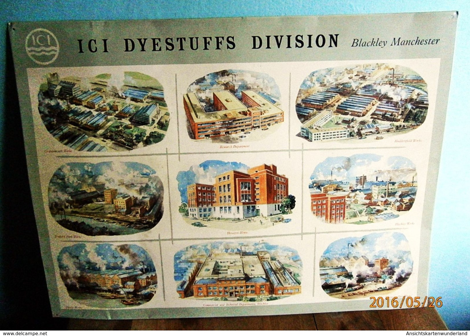 Blechschild "ICI Dyestuffs Division" Blackley Manchester - Blechschilder (ab 1960)