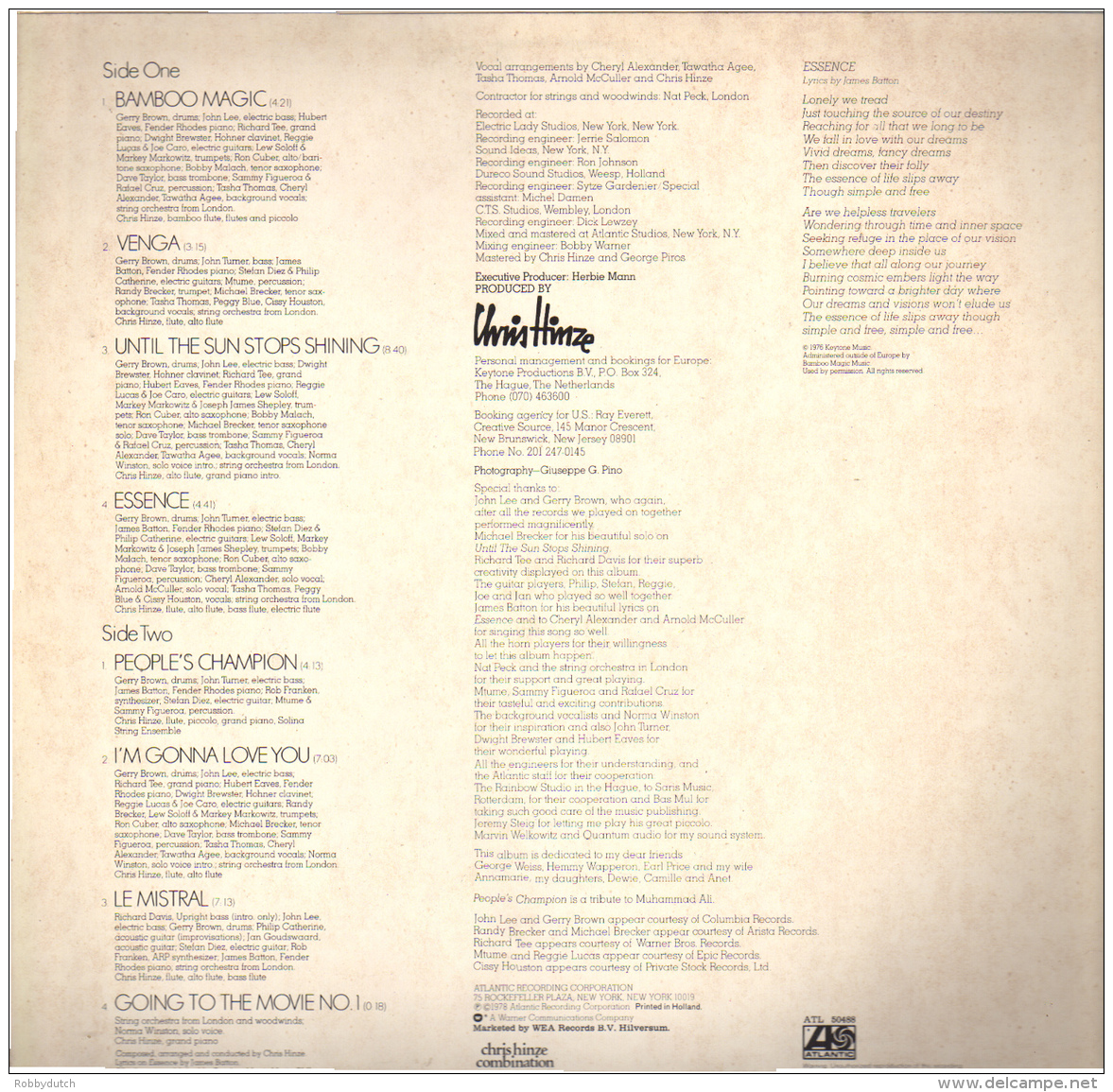 * LP *  CHRIS HINZE - BAMBOO MAGIC (USA 1978) - Jazz