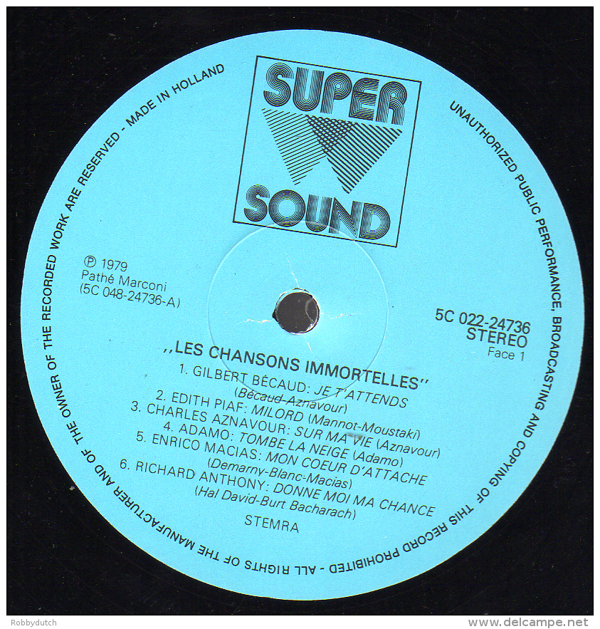 * LP *  LES CHANSONS IMMORTELLES (Holland 1979 EX!!!) - Compilaties