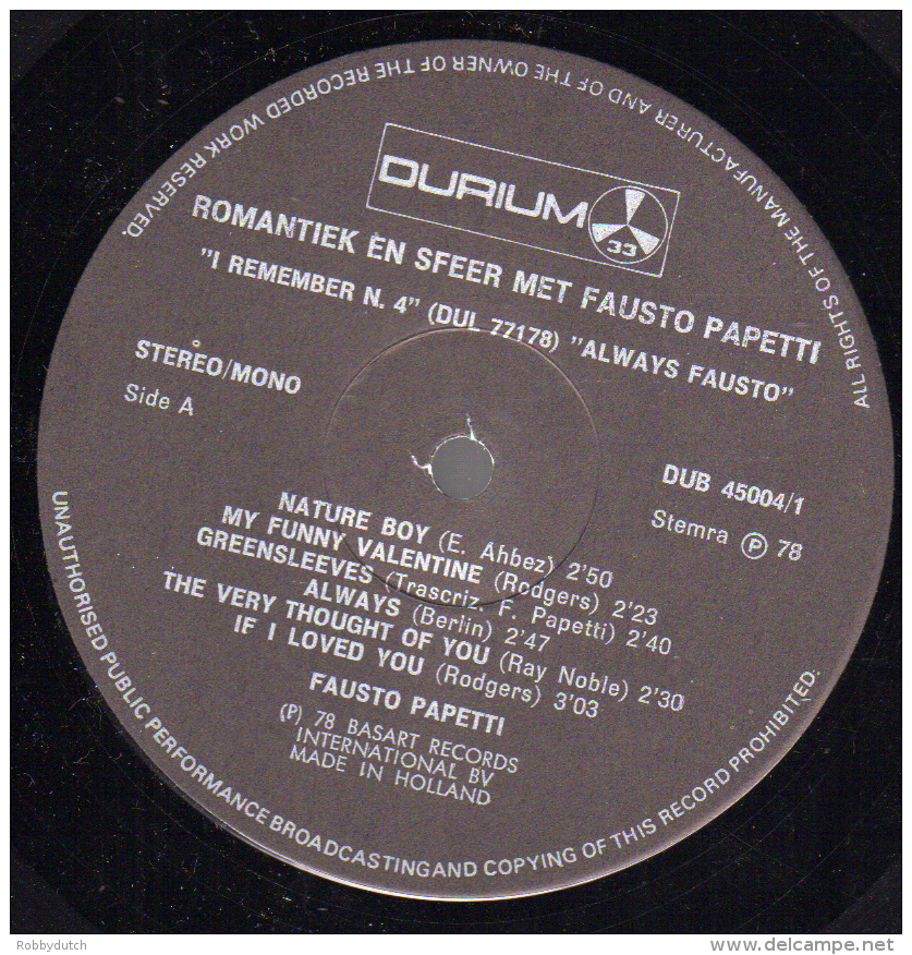 * 3LP - Box *  FAUSTO PAPETTI - ROMANTIEK & SFEER (Holland 1978 EX!!!) - Instrumentaal