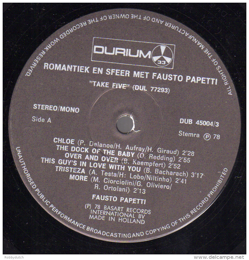 * 3LP - box *  FAUSTO PAPETTI - ROMANTIEK & SFEER (Holland 1978 EX!!!)