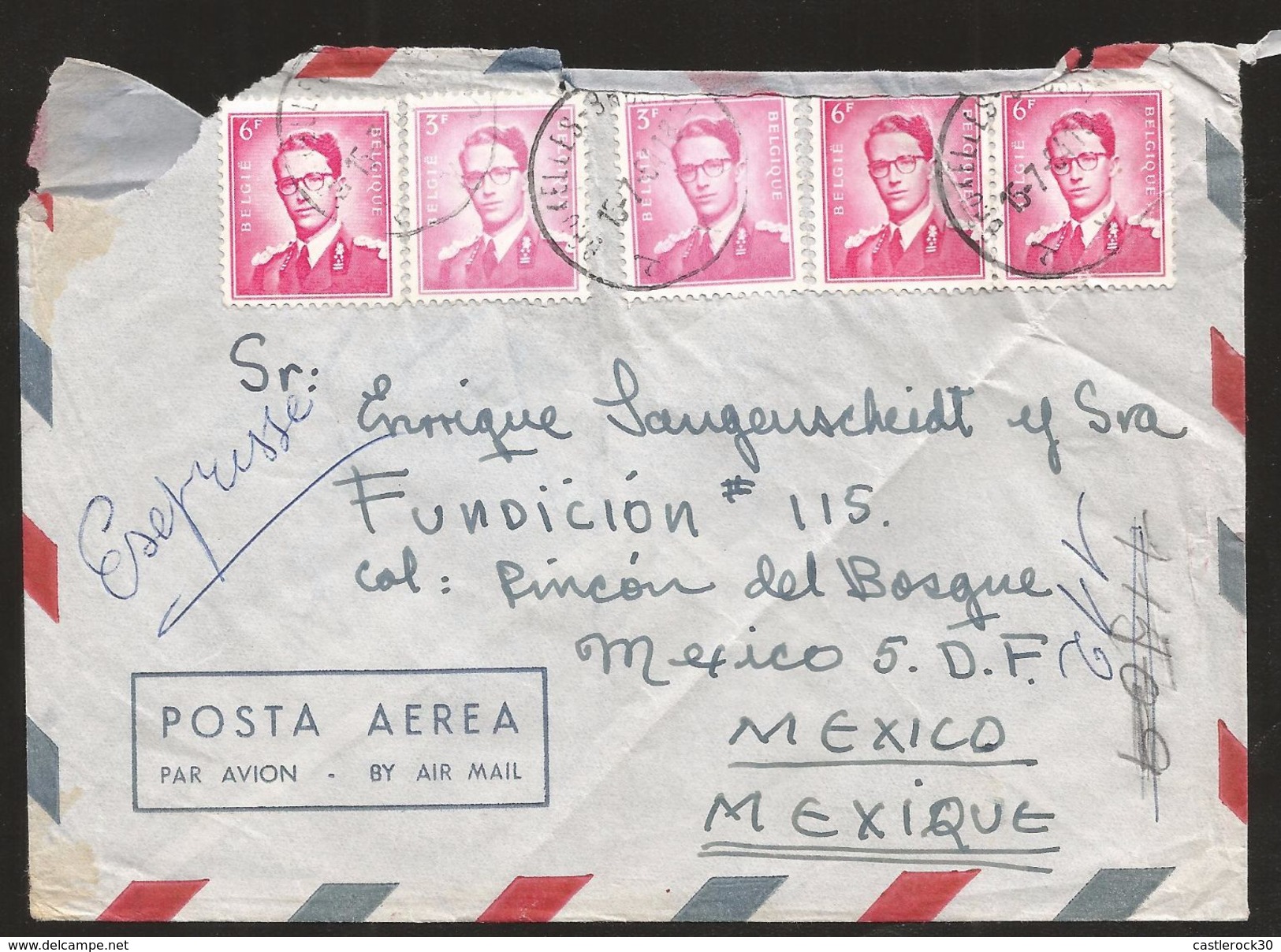 A) 1964 BELGIUM, KING BAUDOUIN, ROYAL MAIL, AIRMAIL, CIRCULATED COVER FROM BELGIUM TO MEXICO. - Other & Unclassified