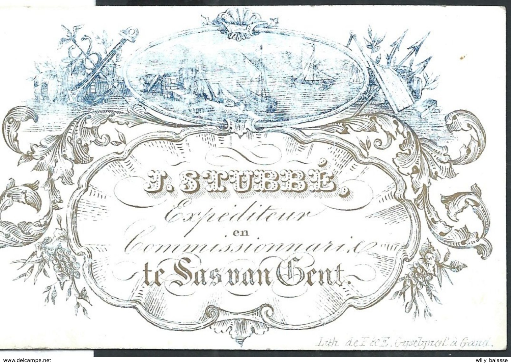 Carte Porcelaine "Stubbé Expéditeur Commissionnaire SAS VAN GENT "  9 X 6 Cm - Sas Van Gent