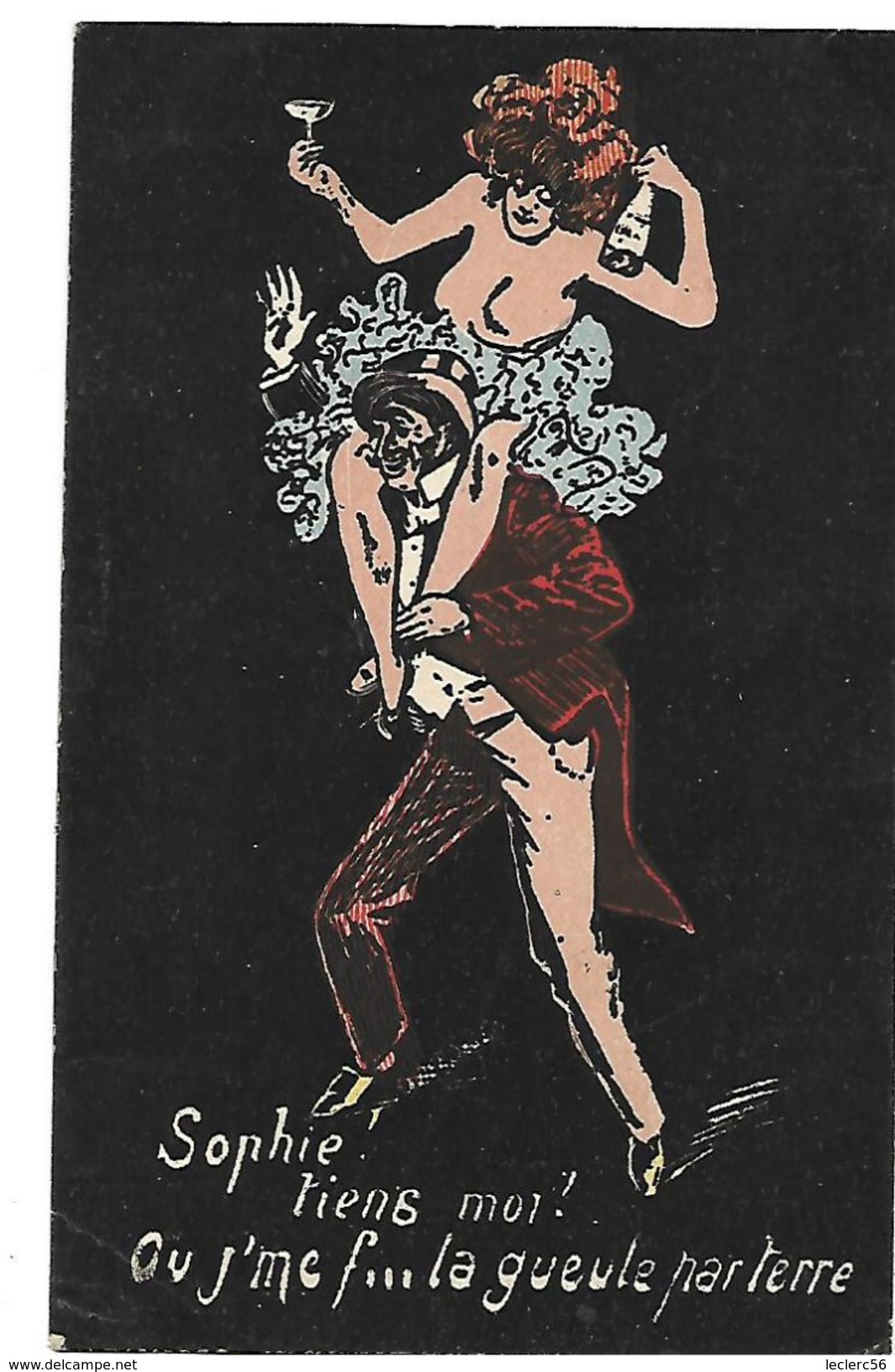 CPA 1908  DESSIN ILLUSTRATEUR  BOISSON FETE PROSTITUTION - 1900-1949