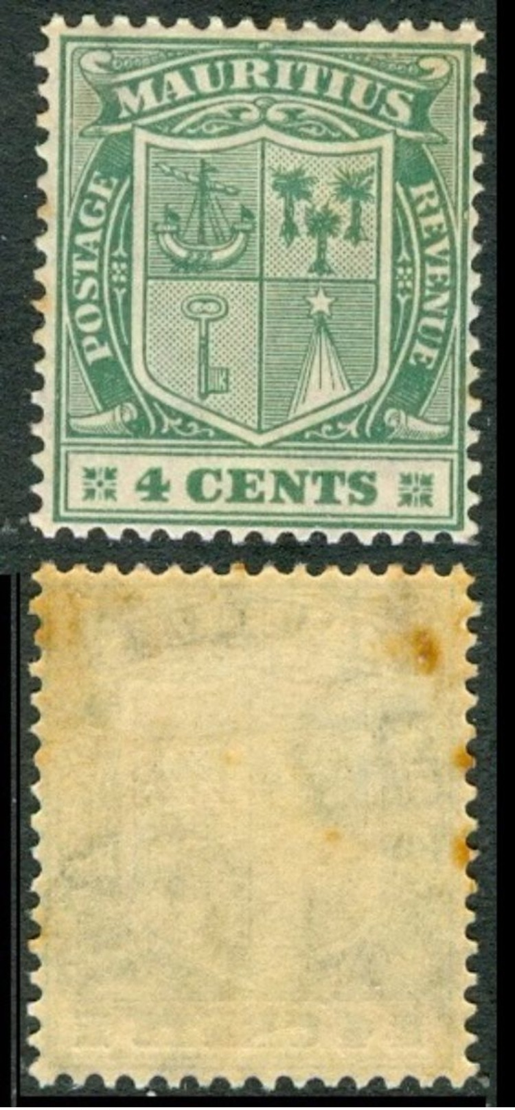 MAURITIUS 1922 Coat Of Arms 4c. Green, VF MNH, MiNr 157, SG 210 - Andere-Oceanië