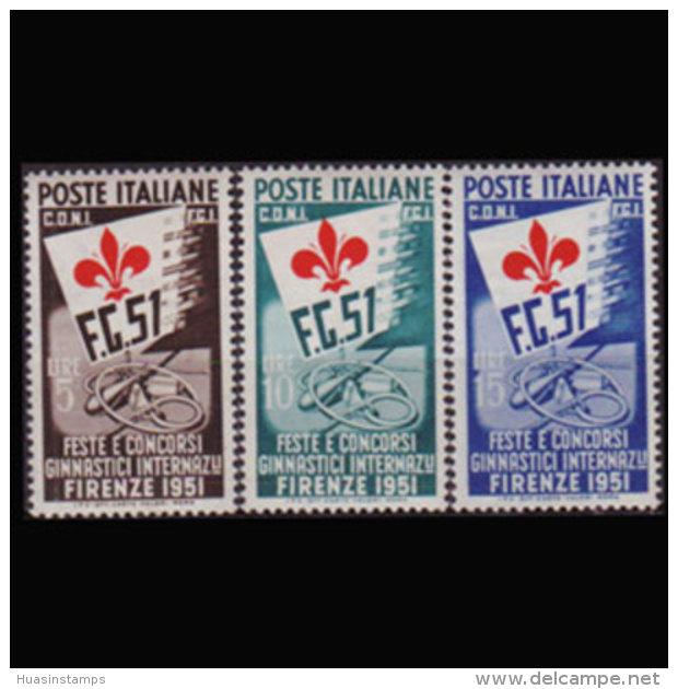 ITALY 1951 - Scott# 574-6 Gymanstic Fest. Set Of 3 MNH - 1946-60: Ungebraucht