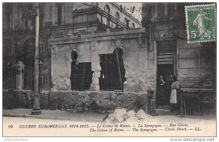 Thème:Judaisme.Judaica.Juif..     Synagogue    Reims   Guerre  14/18        (scan) - Jodendom