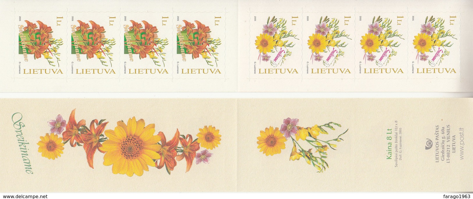 2005 Lithuania Flowers Complete Booklet Carnet "unexploded"  VF MNH - Sonstige & Ohne Zuordnung