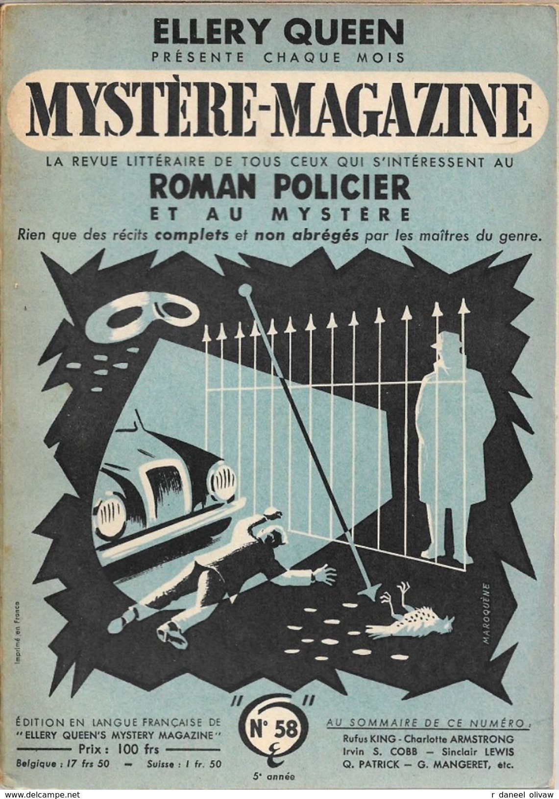 Mystère Magazine N° 58, Novembre 1952 (BE+) - Opta - Ellery Queen Magazine