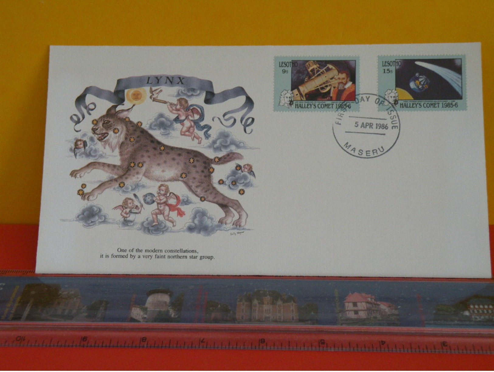 FDC Astronomie > Astrologie > LESOTHO - LYNX - 5.4.1986 - Comète De Halley - Astronomy