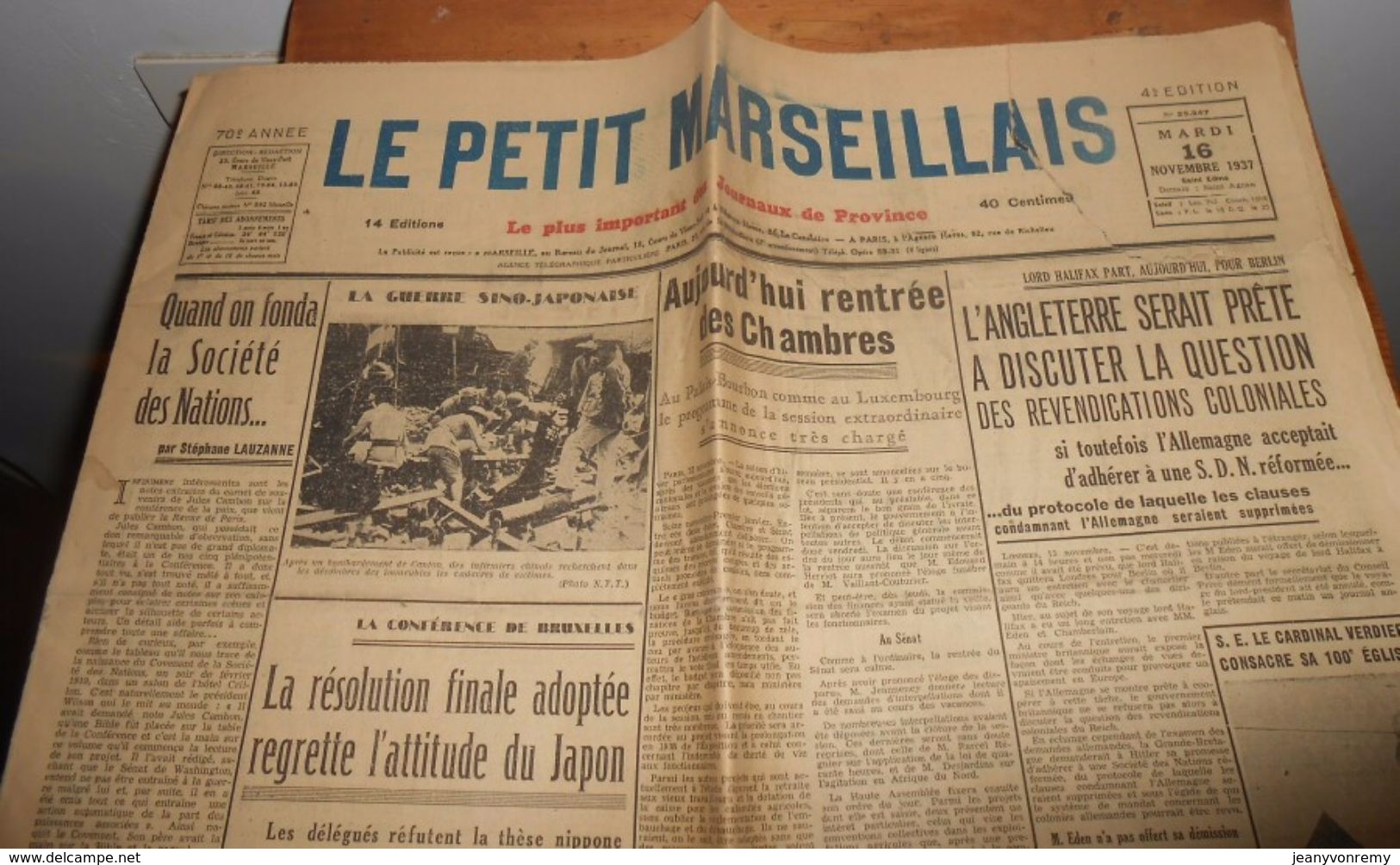 Le Petit Marseillais.Mardi 16 Novembre 1937. - Le Petit Marseillais