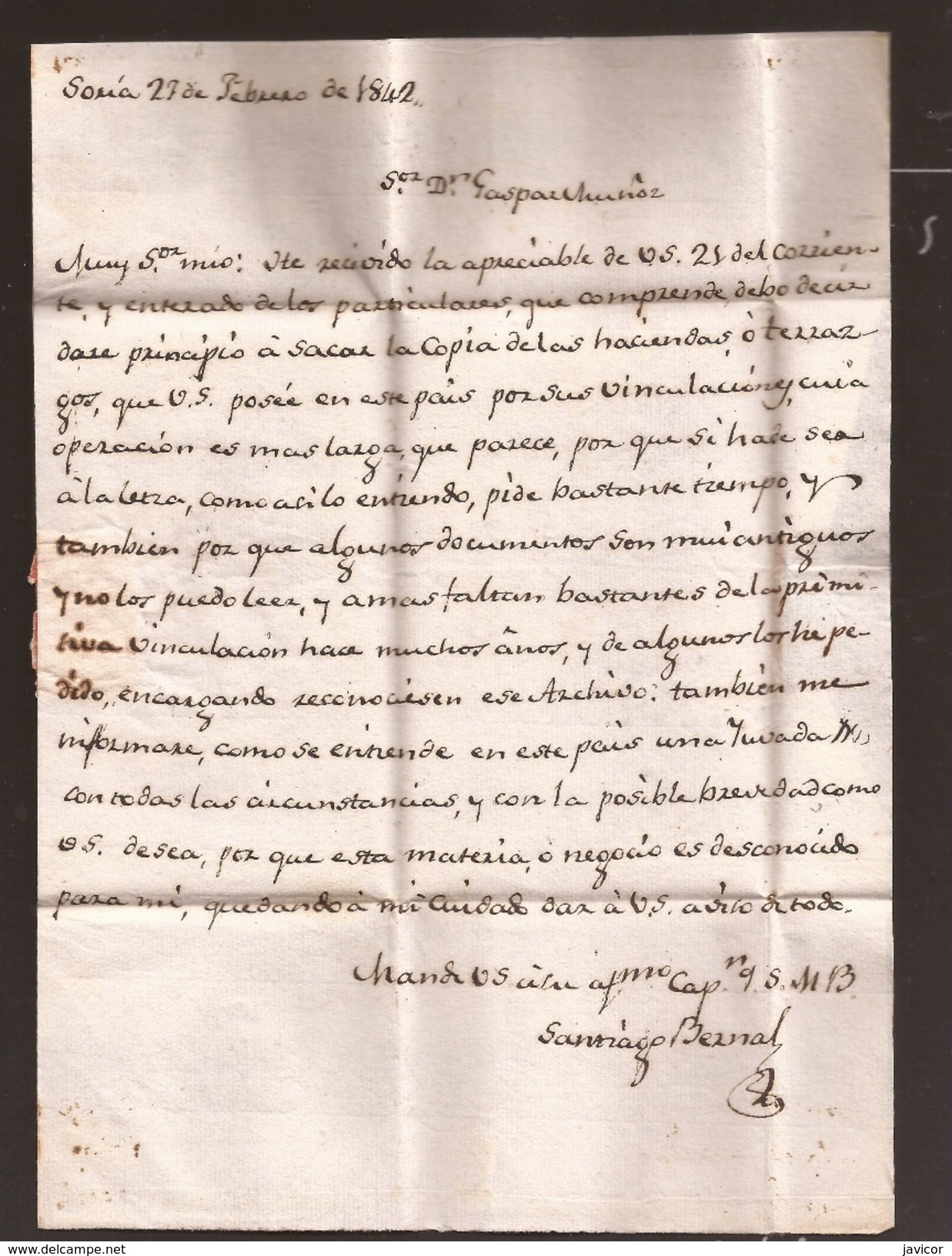 1842 Prefilatelia Carta A Ciudad Real Desde Soria - ...-1850 Prephilately