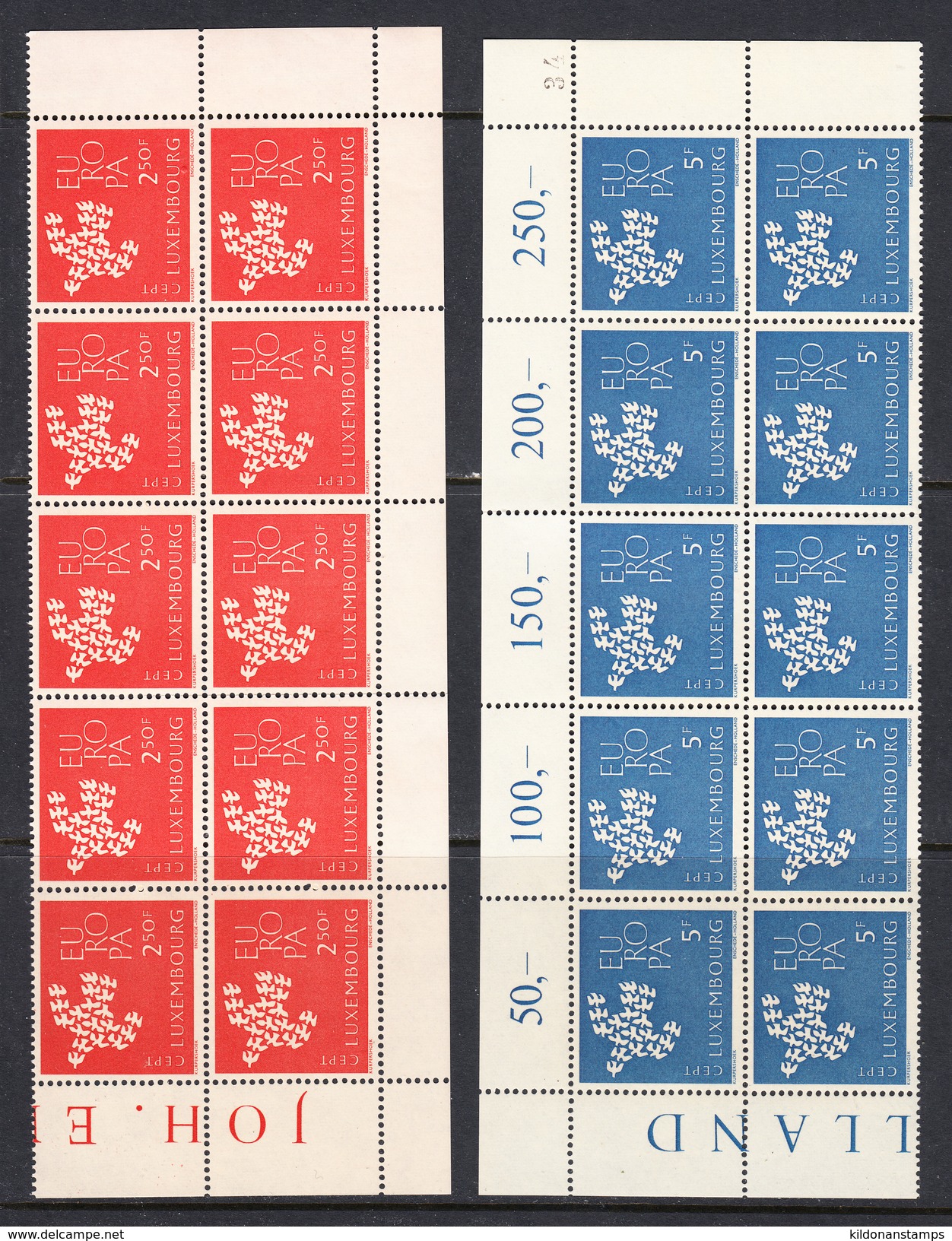 Luxembourg 1961 Europa, Mint No Hinge, Blocks Of 10, Sc# , SG , Yt 601-602 - Nuevos