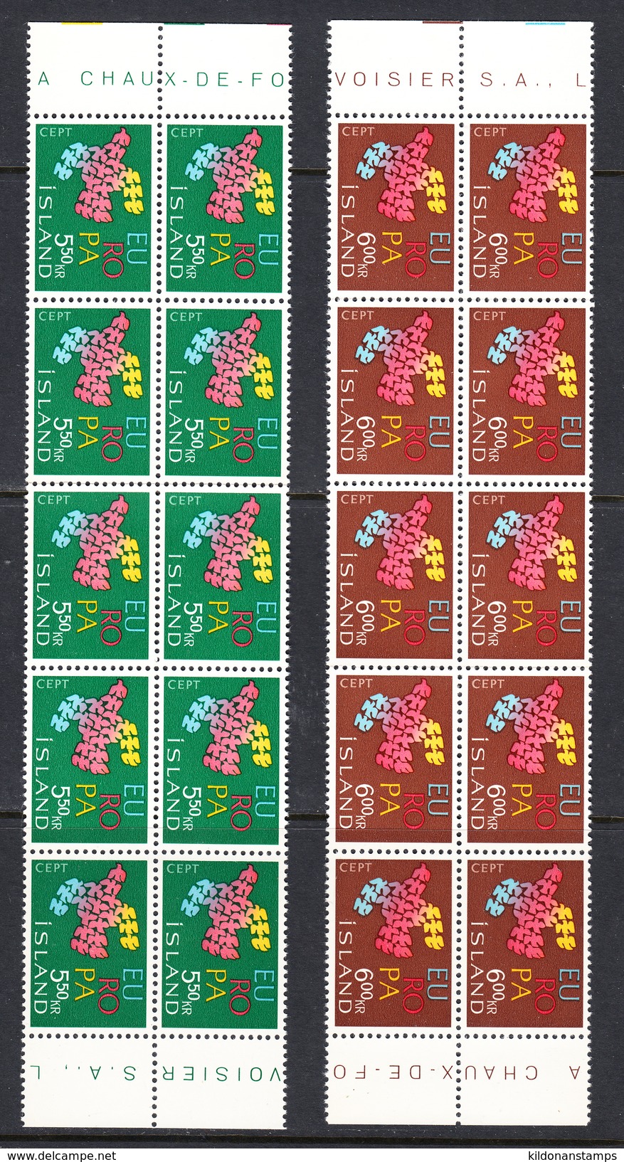 Iceland 1961 Europa, Mint No Hinge, Blocks Of 10, Sc# , SG , Yt 311-312 - Unused Stamps