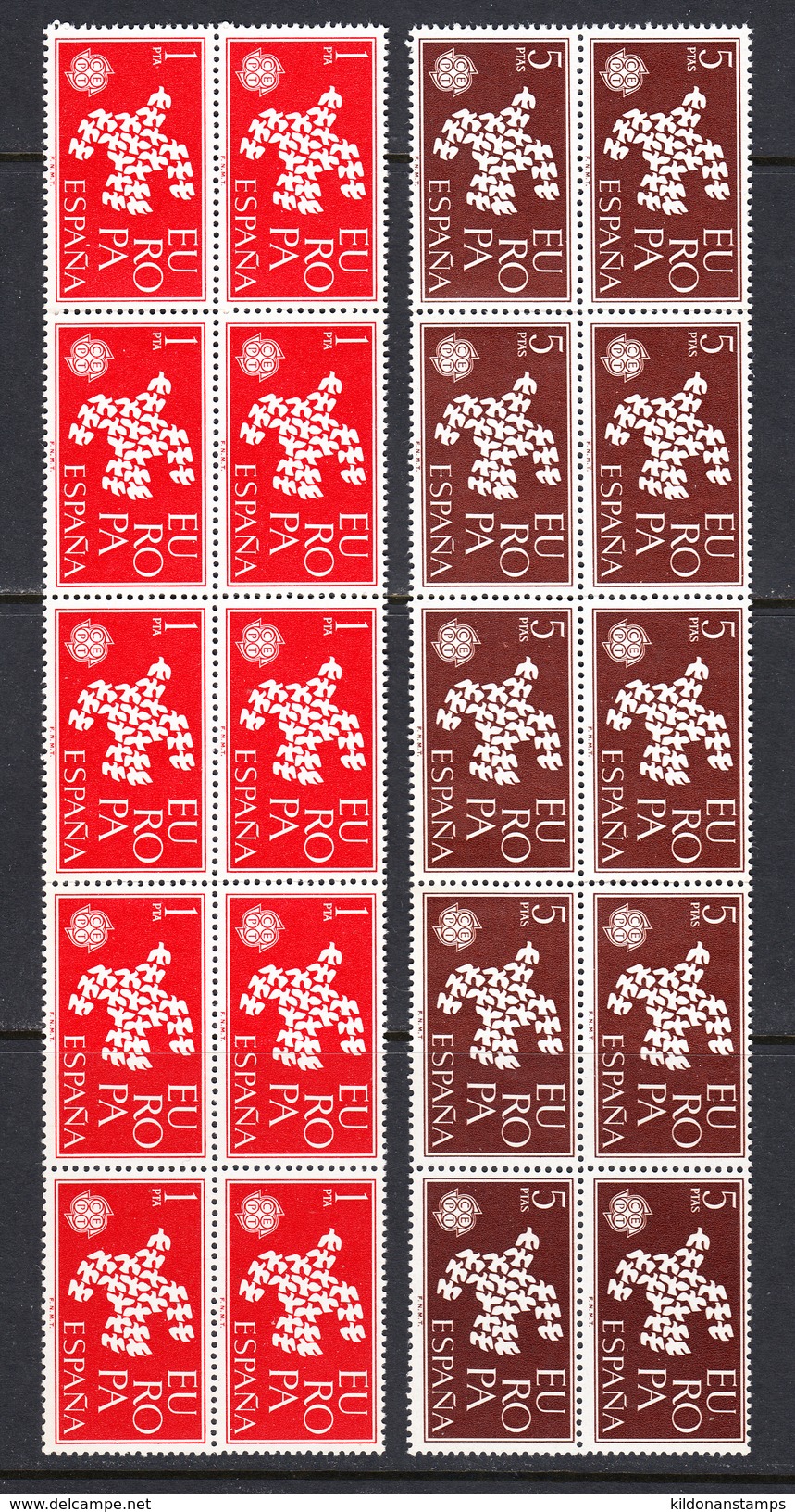 Spain 1961 Europa, Mint No Hinge, Blocks Of 10, Sc# , SG , Yt 1044-1045 - Unused Stamps