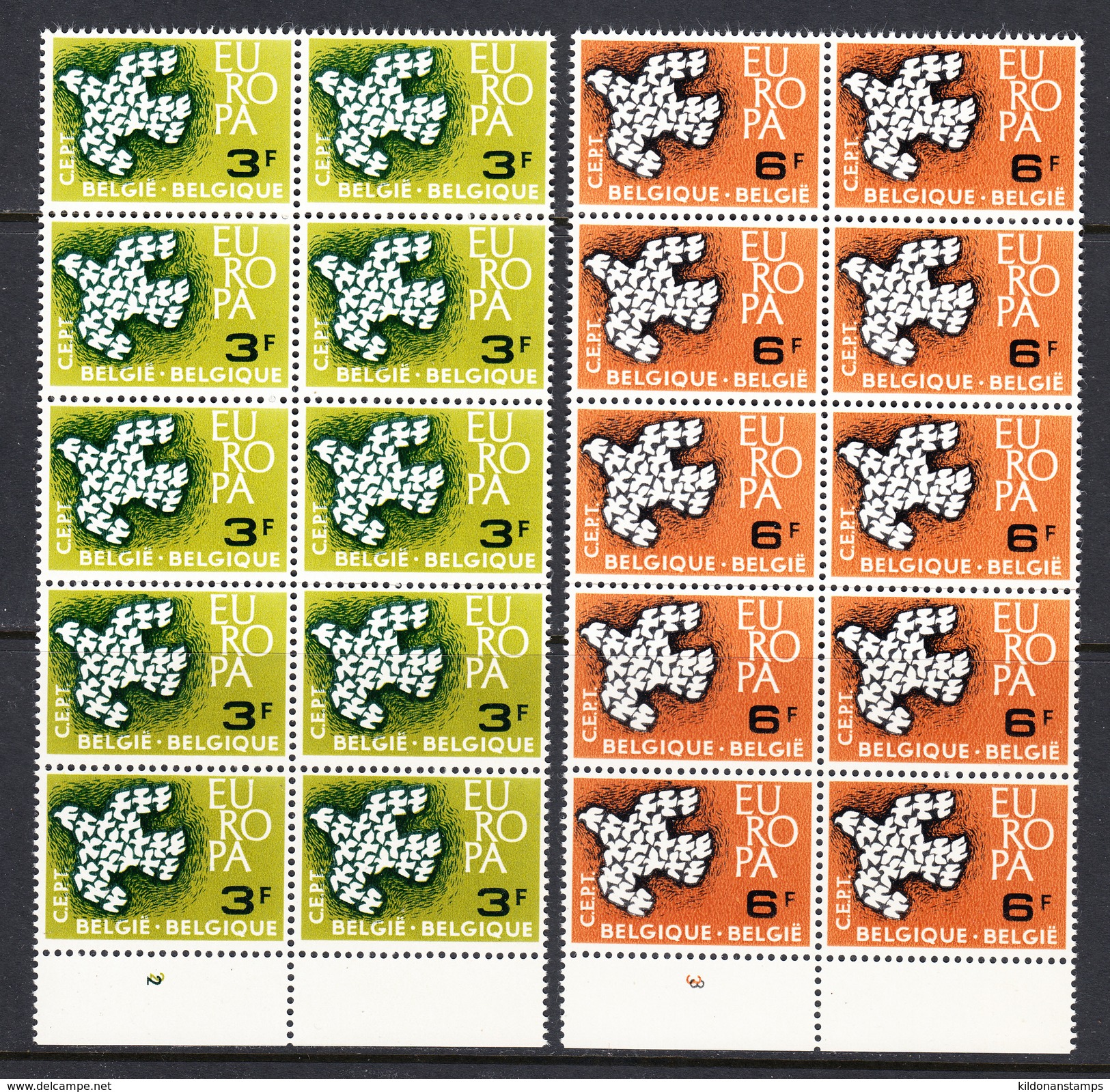 Belgium 1961 Europa, Mint No Hinge, Blocks Of 10, Sc# , SG , Yt 1193-1194 - Nuevos