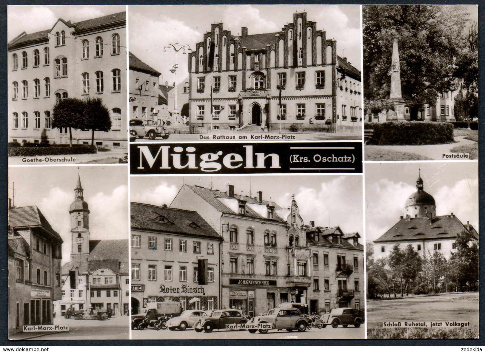 A5702 - Alte MBK Ansichtskarte - Mügeln Kr. Oschatz - Schule Rathaus Gaststätte - Oschatz